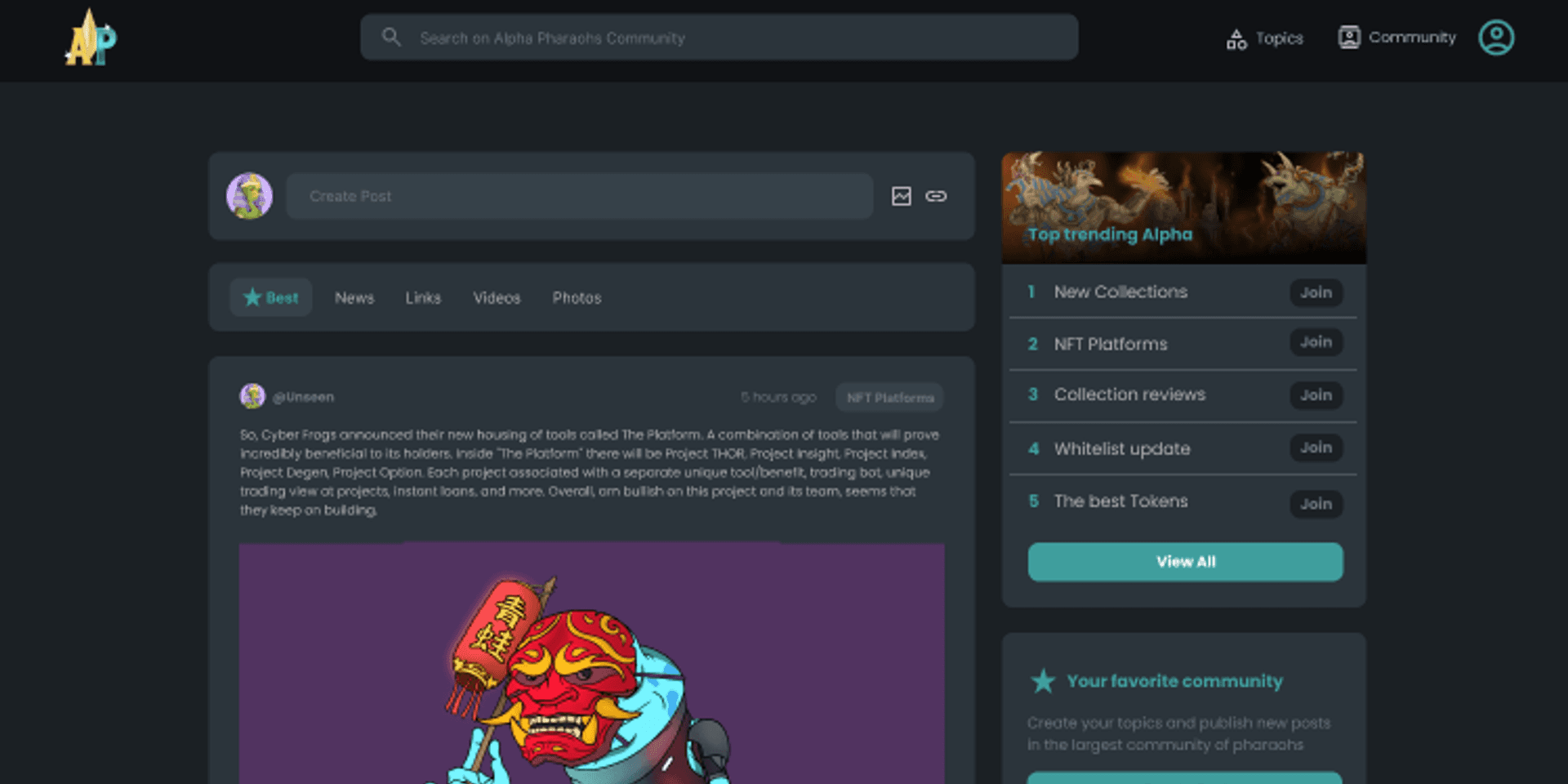 AP Social feed showing community posts and topic navigation